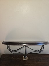 VTG Homco Rustic Black Brown Wood Twisted Metal Wall Hanging Shelf  Farmhouse 