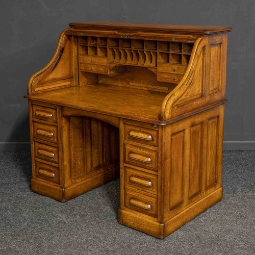 Edwardian mid oak roll top - oak,