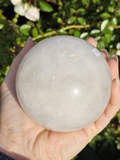 X Large Snow / Clear quartz natural crystal Ball Sphere Clarity 8.3cm 795g