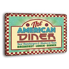 The American Diner. Roadside Cafe, 50's, 60's Dinner Sign Retro Metal Sign Ba...