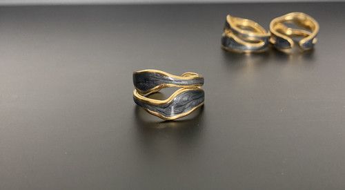 Gold black opal ring - gold,