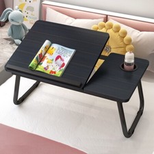 Folding Breakfast Lap Tray Over Bed Table Laptop Desk Stand Kitchen Wooden Desks