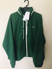 New With Tags Mens Lacoste  Jacket Size 52 UK Medium Green White Built In Hood
