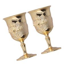  2 Pcs Metal White Wine Glass Gold Chalice Goblet Medieval Goblets