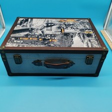 Vintage New York Print Decorative Suitcase Storage Trunk Box – Brown Faux...