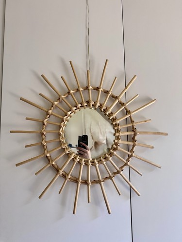 Woven rattan wicker mirror - woven,