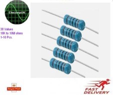 2 WATT METAL FILM RESISTORS. 1%. 18K ohms to 10M ohms. 38 VALUES. 1-10 Pcs.