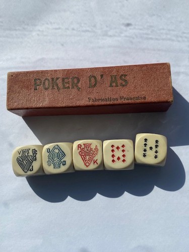 Vintage french bone poker dice - bone,