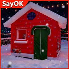 Full Printing Christmas House Inflatable Santa's Grotto Santa Room With Blower