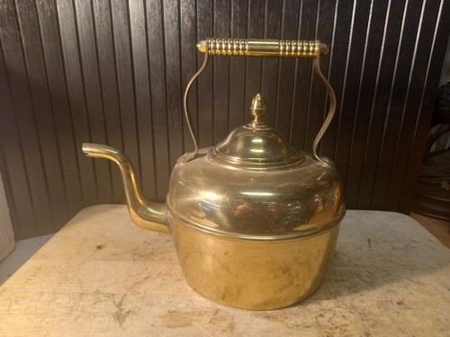 Vintage brass tea kettle - tea,