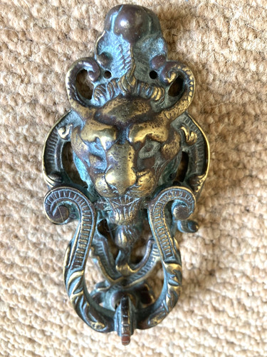 Unusual antique brass horned - brass,