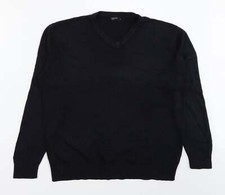 Cedar Wood State Mens Black V-Neck Acrylic Blend Jumper Size L