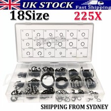 225Pcs C-Clips Snap Ring Heavy Duty Retaining Set Assortment Black Ring 18Sizes