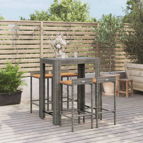 Garden bar set grey rattan - bar,