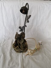 Vintage Widdop Bingham Crosa 2000 Table Lamp Elephants with Green Glass Tulip