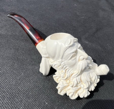 Vintage Carved Block Meerschaum  Pipe Man Smoking Unused p7