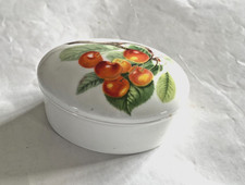 Portmeirion Pomona Trinket Box Candy Box Ceramic Cherries Excellent 8.5cm long