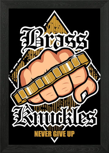 Fist and brass knuckles framed - and,