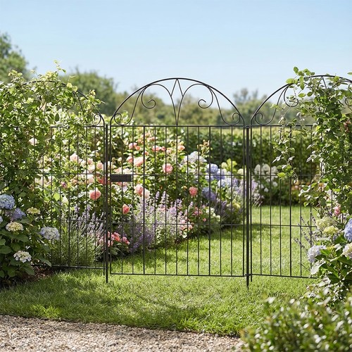 Metal garden fence with gate - metal,