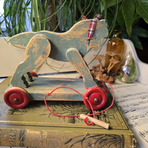 Vintage pull along toy horse - vintage,