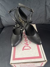 Black PU Dancia Tango Shoes. Sz 3. 2.5 Inch Heel. New In Box.