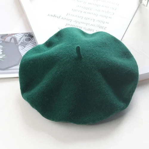 Plain beret hat wool - beret,