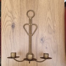 Gold color Painted Wrought iron Wall Candle Holder for 3 Candlesticks -NEW