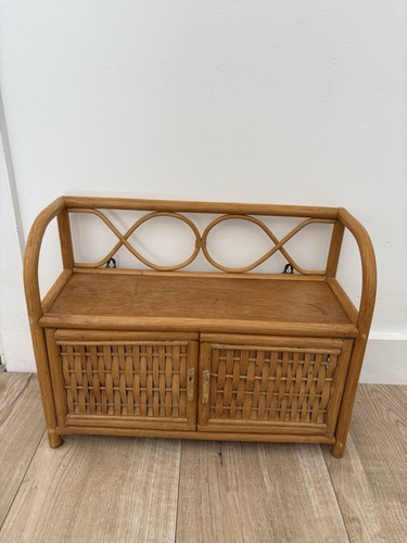 Vintage rattan wicker cabinet - vintage,