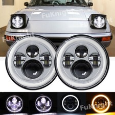 2Pc 7inch Round Chrome LED