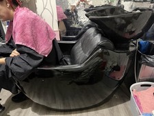 Salon Backwash Units Black Chairs and Basins Set
