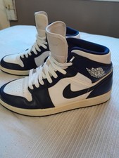 Nike Air Jordan 1 Mid White Navy 554724-174 UK 8.5 DS No Box Retro OG Style