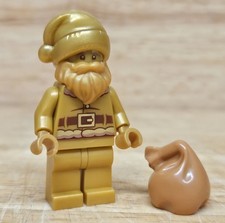LEGO BAM Gold Santa Claus / Father Christmas Minifigure with Sack - Brand New