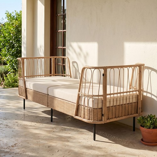 Rattan couch sofa bed - rattan,