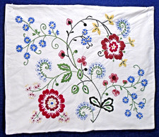 Ikea Alvine Flora Embroidered Pillow Cover Sham Striped Back Button Cotton 19x23