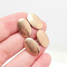 Antique 9ct Rose Gold Oval Cufflinks Plain Smooth Chain Link Edwardian 1909