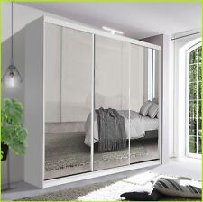 Modern Full Mirror Sliding Door Wardrobe with LED Light
