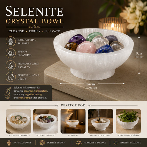 Premium selenite crystal - crystal, bowl