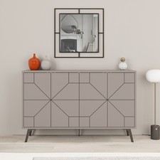DUNE Console Cabinet 123cm – 4 Door Storage Sideboard with Metal Legs – Modern