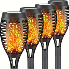 4Pcs Solar Flickering Flame Effect Torch Lights Outdoor Garden LED Stake Lamp UK
