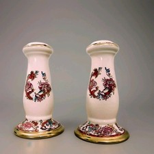vintage MASON'S pair of Candlesticks "RAY MANDALAY" hand Painted gold details sg