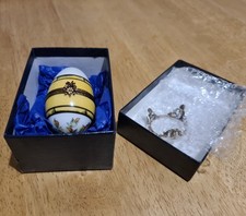 Dubarry Limoges Porcelain Egg Vanity Trinket Box Pill Hand Painted France Floral