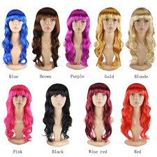 Womens Ladies Long Wavy Curly Fancy Dress Cosplay Wigs Pop Party Costume Full