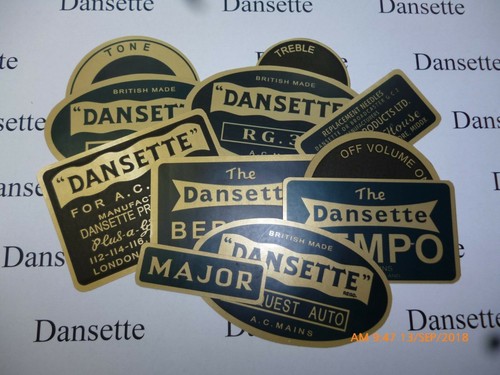 Dansette labels and decals - dansette,