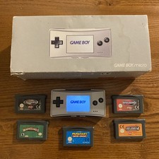 Game Boy Micro - Silver with Original Box and Charger and games inc Mario Kart 