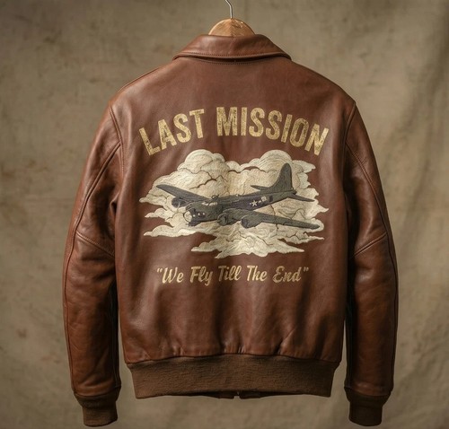Ww2 brown leather - brown, bomber