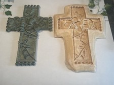 Latex Rubber Mould Large Gothic Flower Cross Crucifix Wall Plaque Mold Decor DIY