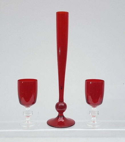 Cranberry glass posy vase - cranberry,