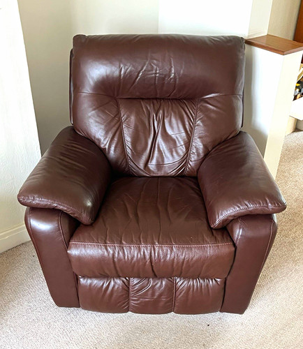 Brown leather recliner chair - brown,