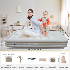 King Size Inflatable Air Bed Mattress Built-in Electric Pump High Raised Camping