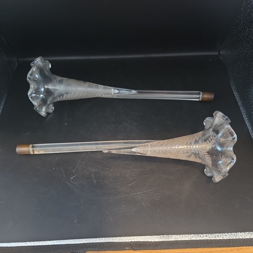 Antique pair etched - of, clear